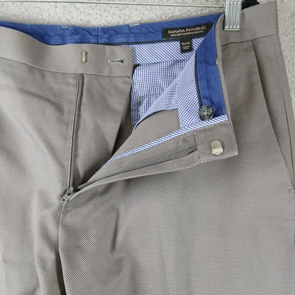 Banana Republic Tailored Slim Fit‎ Non-Iron Chino Dress Pants 33x34 Brown